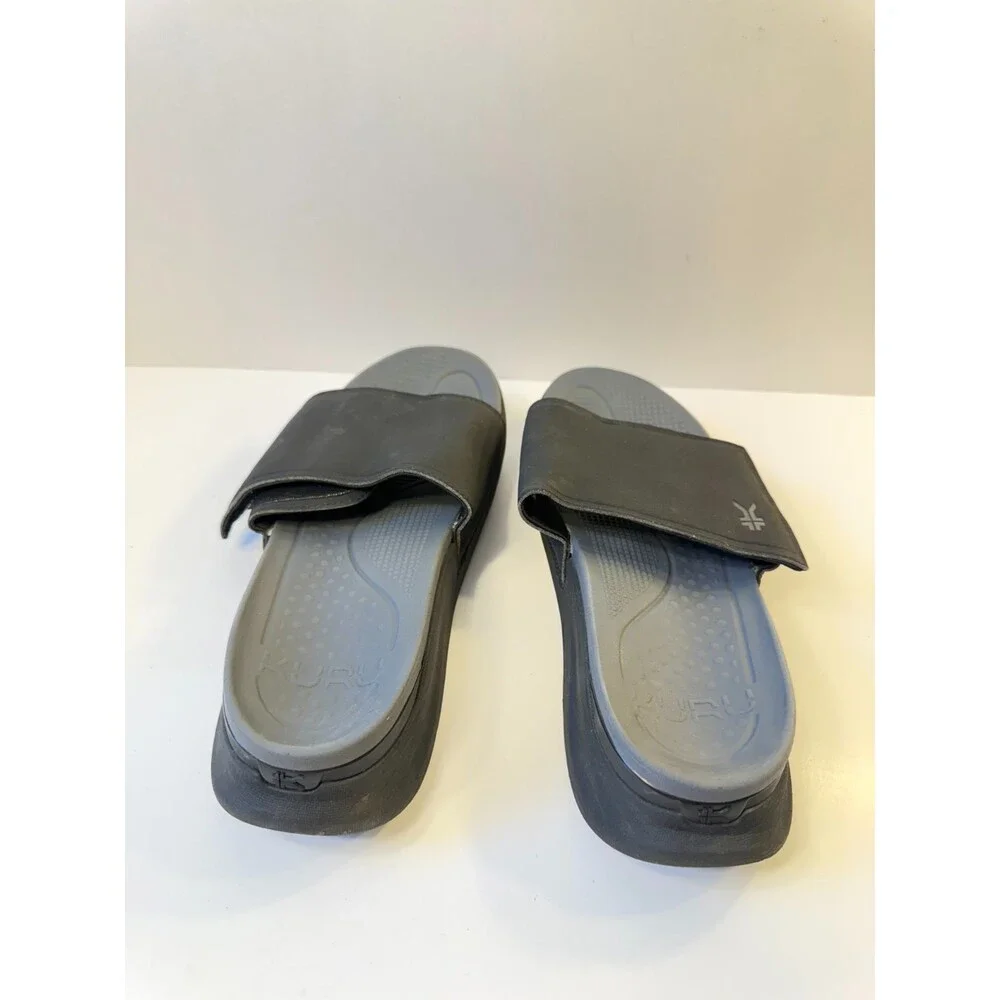 Kuru Mens Sandals Black Grey Recovery Sole US 12